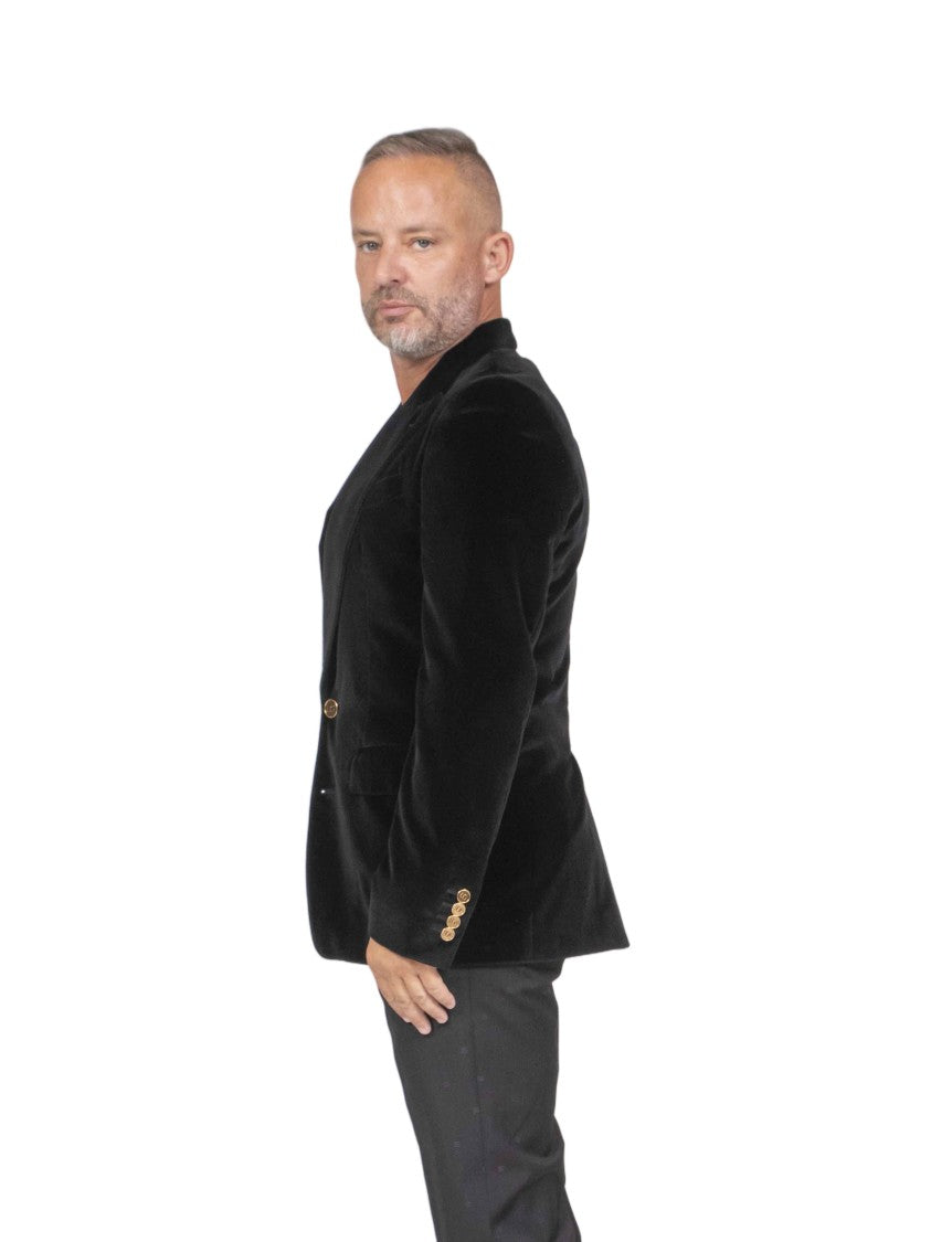 Dolce & Gabbana Black Velvet Notch Lapel Tailored Blazer