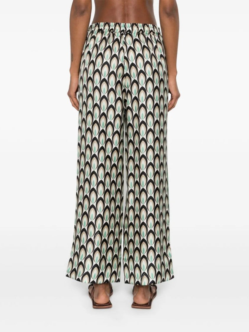 Lorena Antoniazzi Graphic-Print Silk Trousers