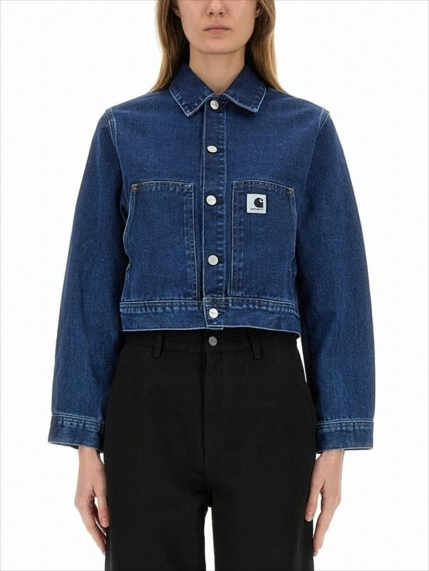 Carhartt Wip Cropped Denim Jacket With Classic Collar