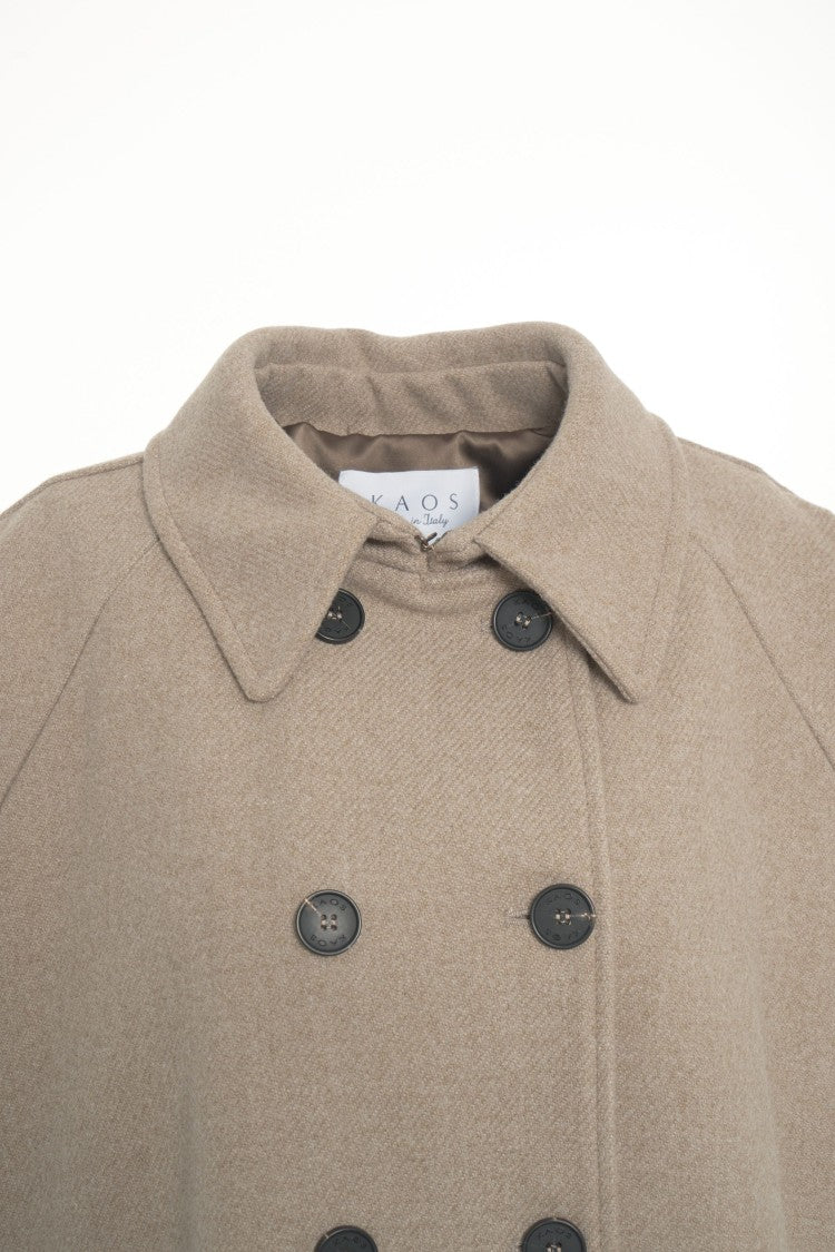 Kaos Double-Breasted Mid-Length Coat With Lapel Collar