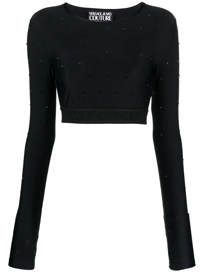 Versace Jeans Couture Crystal-Embellished Crop Top