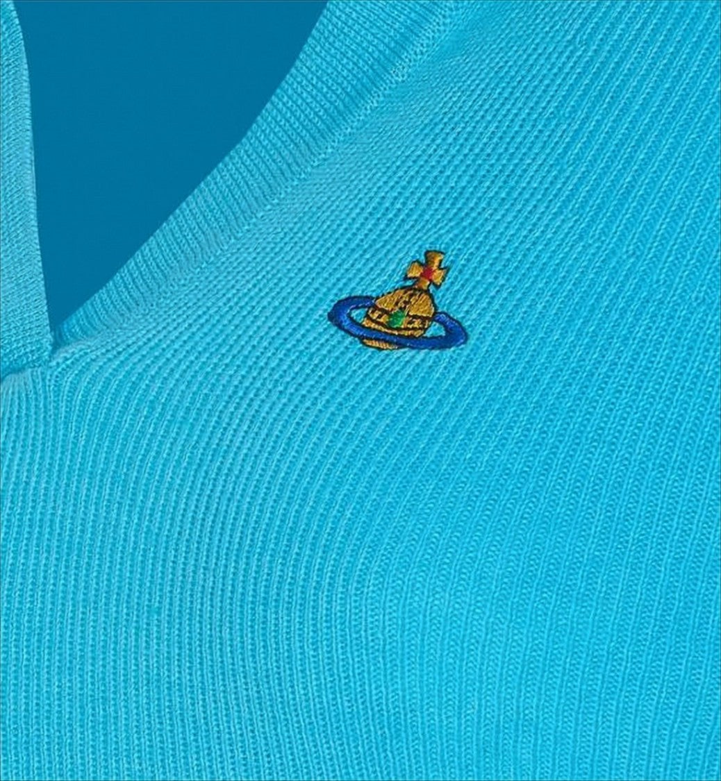 Vivienne Westwood Fitted Ribbed Knit Sweater With V-Neckline