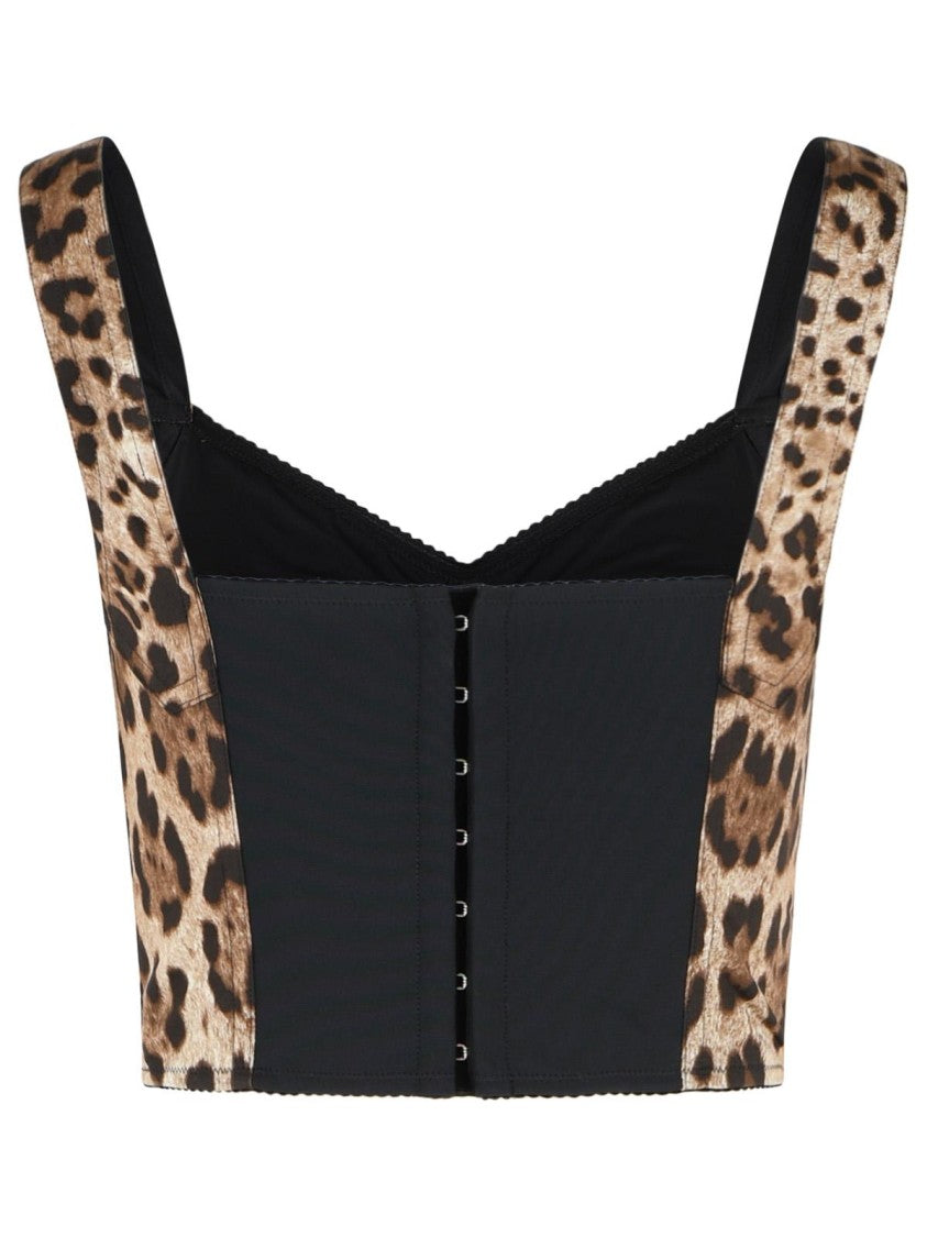 Dolce & Gabbana Leopard Cotton Bustier