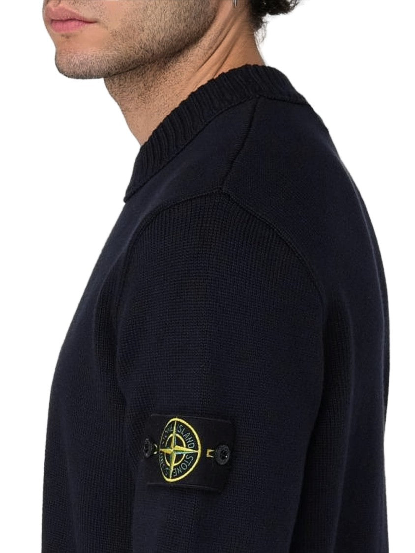 Stone Island Ribbed Neck Turtleneck In Soft Cotton Blend