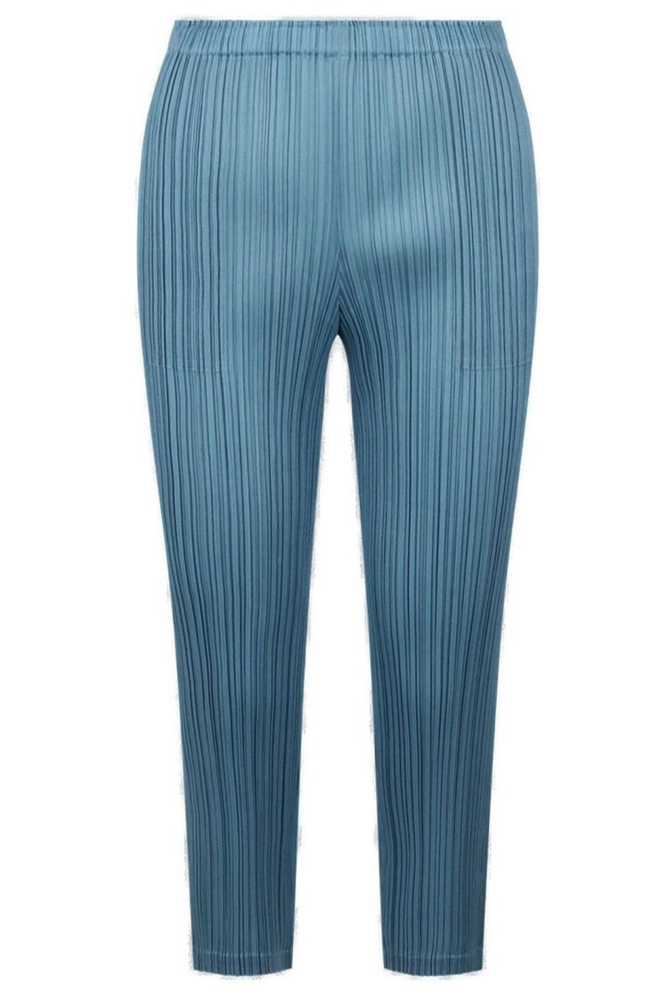 Pleats Please Pleated Design Straight-Leg Pants With Subtle Sheen