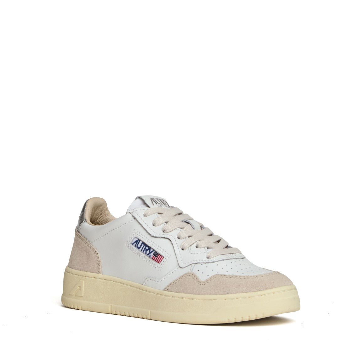 Autry White Silver Medalist Low Suede Sneakers