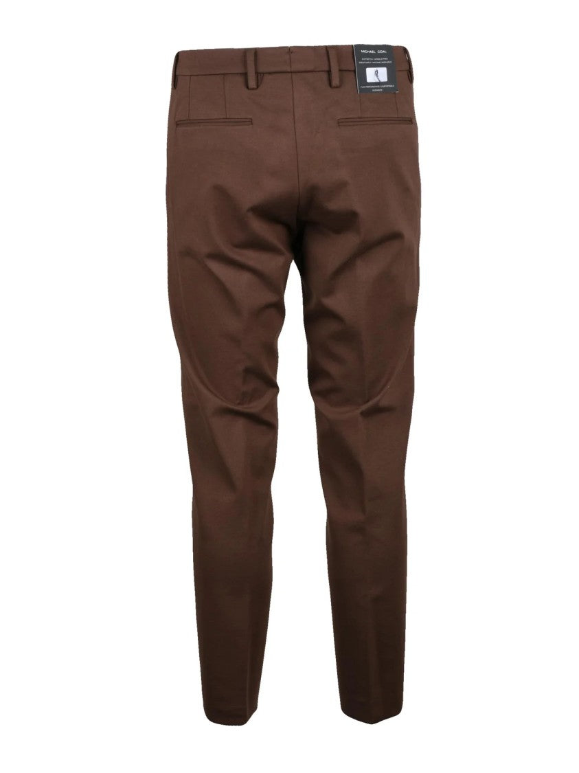 Michael Coal Brown Stretch Trousers With Tailored Slim Fit
