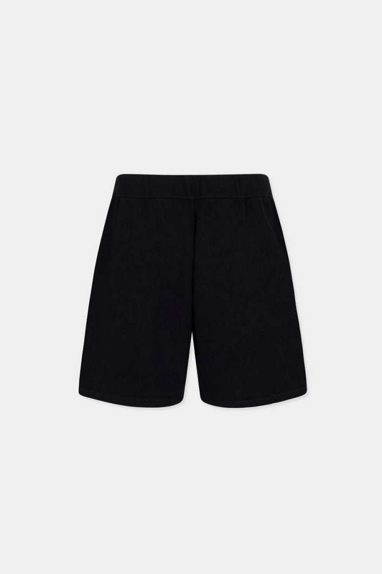 Dsquared2 Black Drawstring Waist Script Logo Cotton Shorts