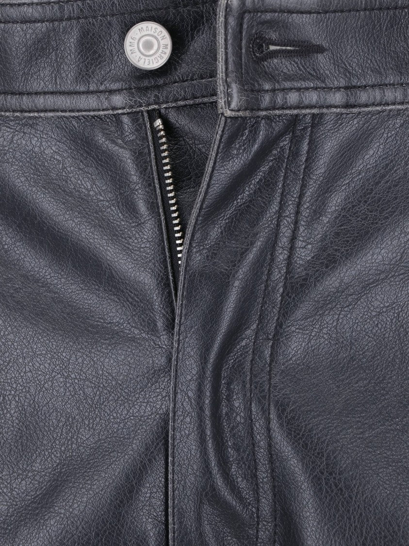 Mm6 By Maison Margiela Black Faux Leather Straight-Leg Pants