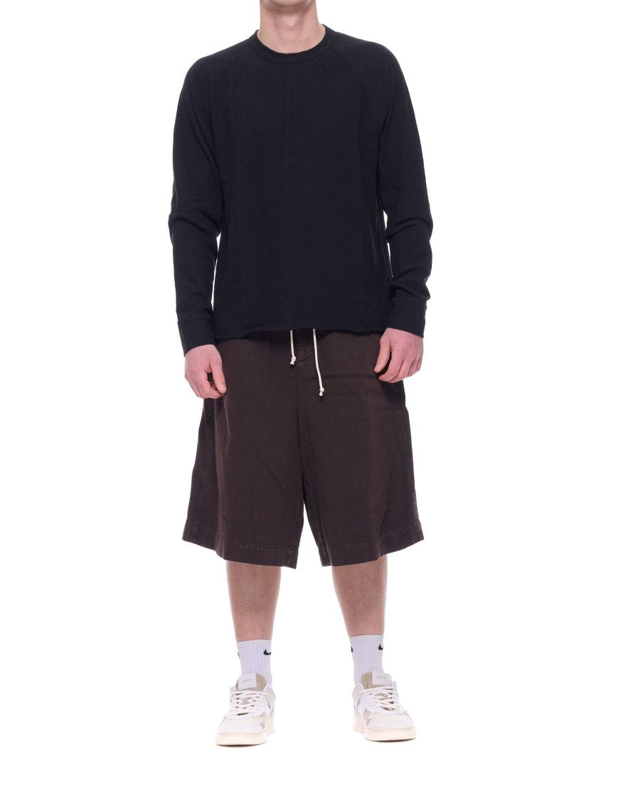 James Perse Black Cotton Long Sleeve Crew Pique T-Shirt