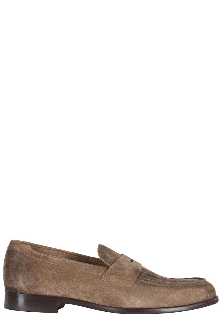 Doucal's Brown Penny Rubber-Sole Suede Loafers