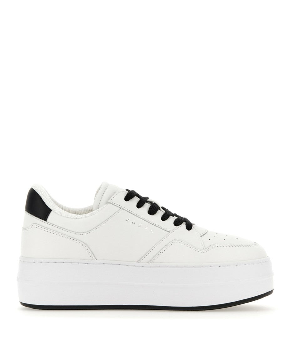 Hogan White Leather Sneakers With Platform Sole