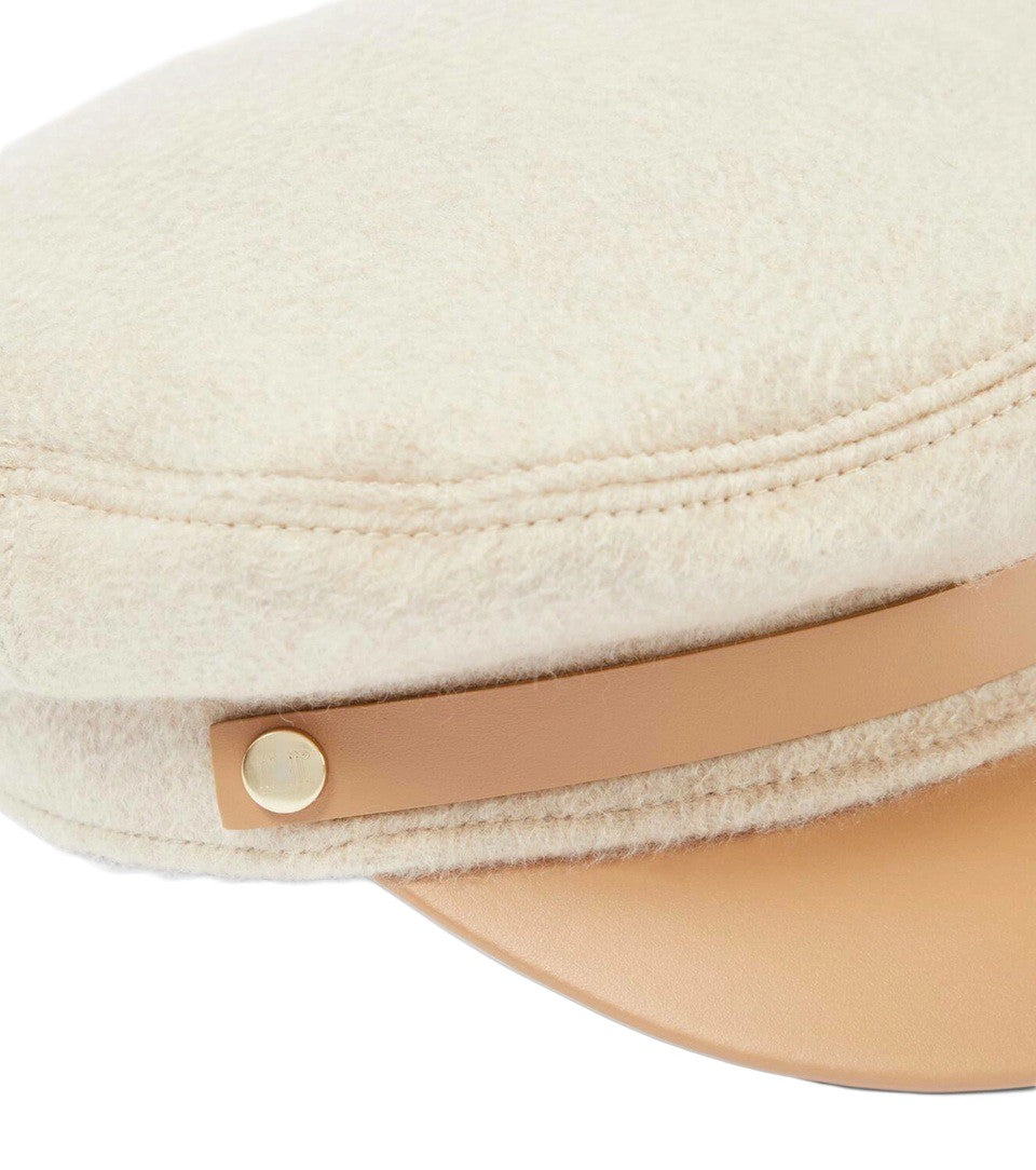Max Mara Structured Cashmere Crown Hat With Leather Visor