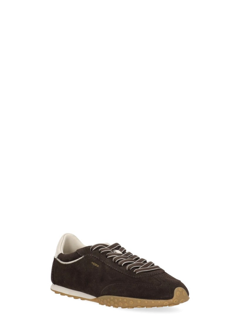 Hoff Brown Low-Profile Gold Detail Suede Sneakers