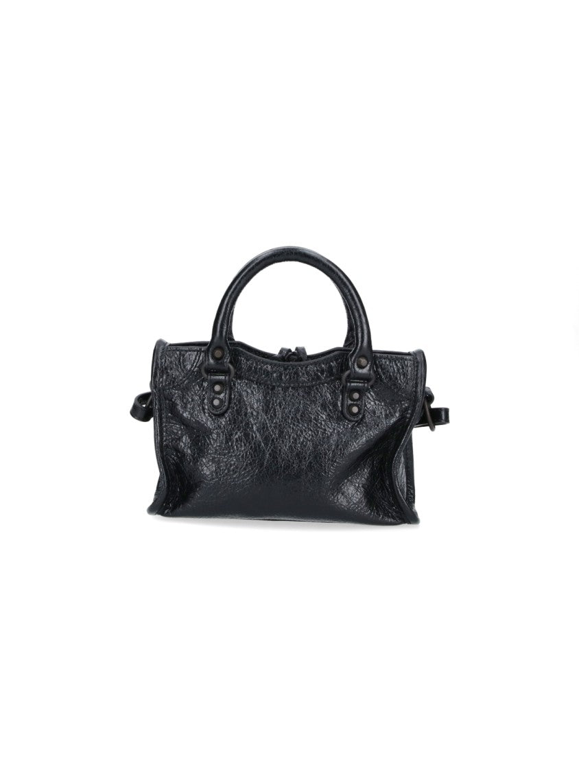 Balenciaga Le City Nano Studded Black Lambskin Shoulder Bag