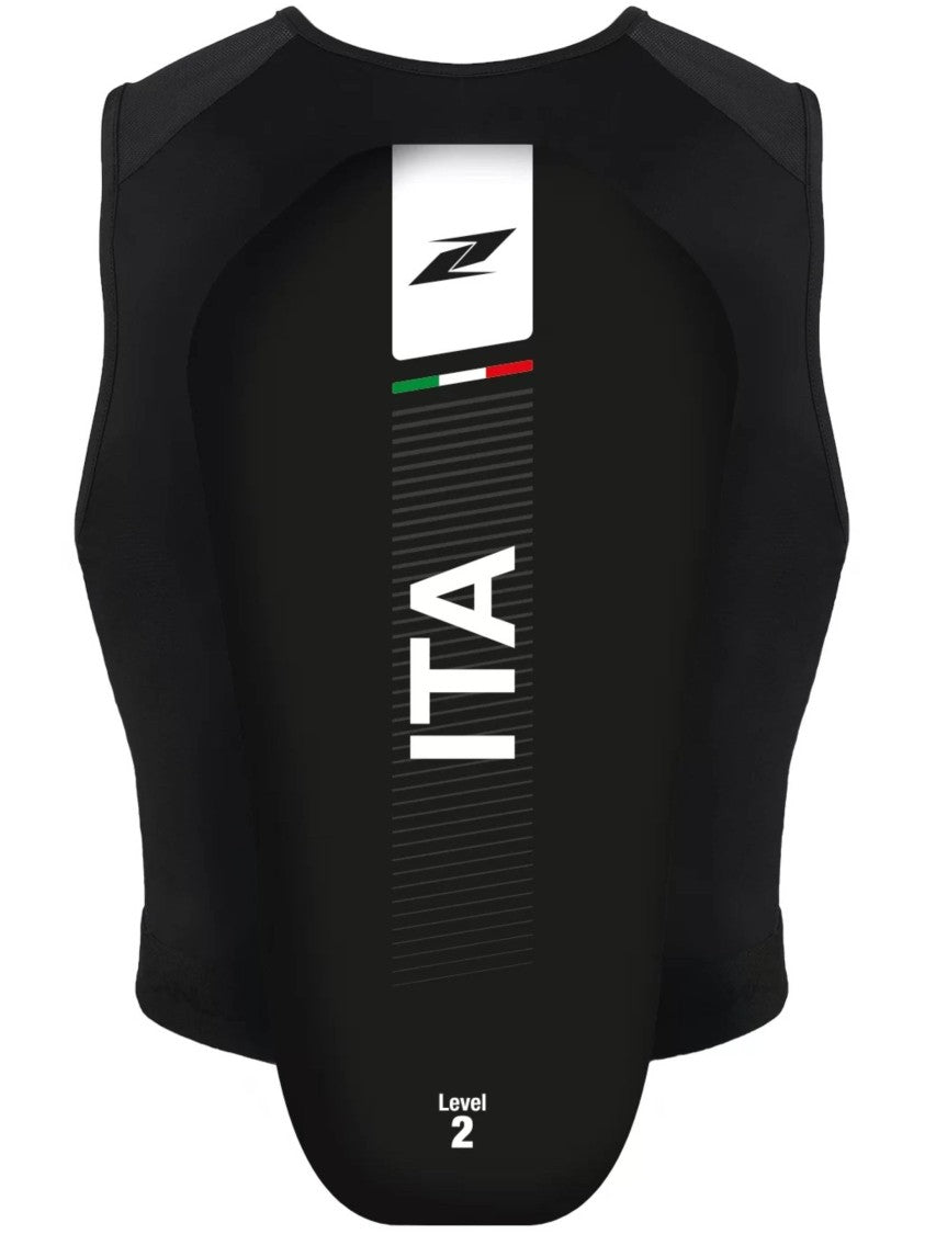 Zandona` Contoured Black Protective Sport Vest With Breathable Mesh Lining