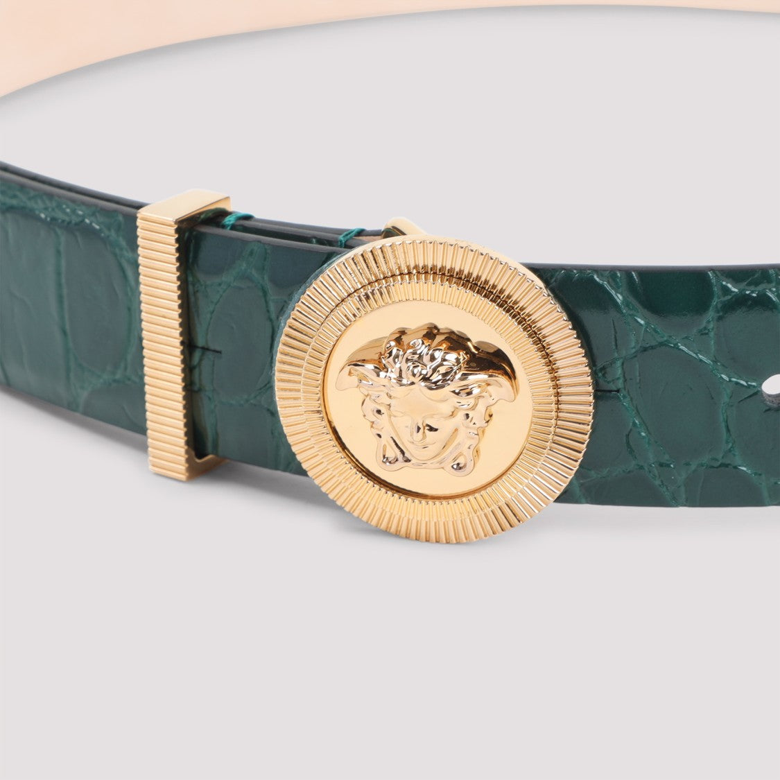 Versace Textured Green Calf Leather Belt