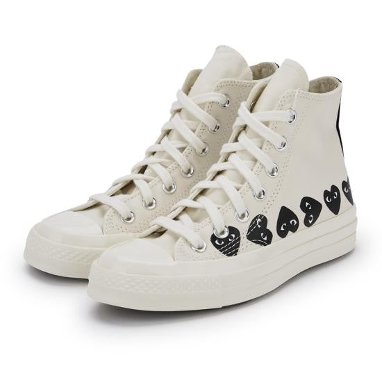 Comme Des Garçons High-Top Canvas Sneakers With Playful Heart Motif