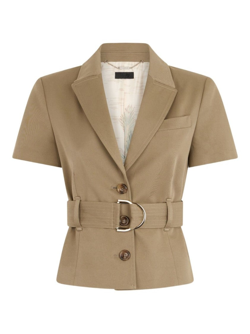 Liu Jo Belted Cotton-Elastane Jacket With Classic Lapel