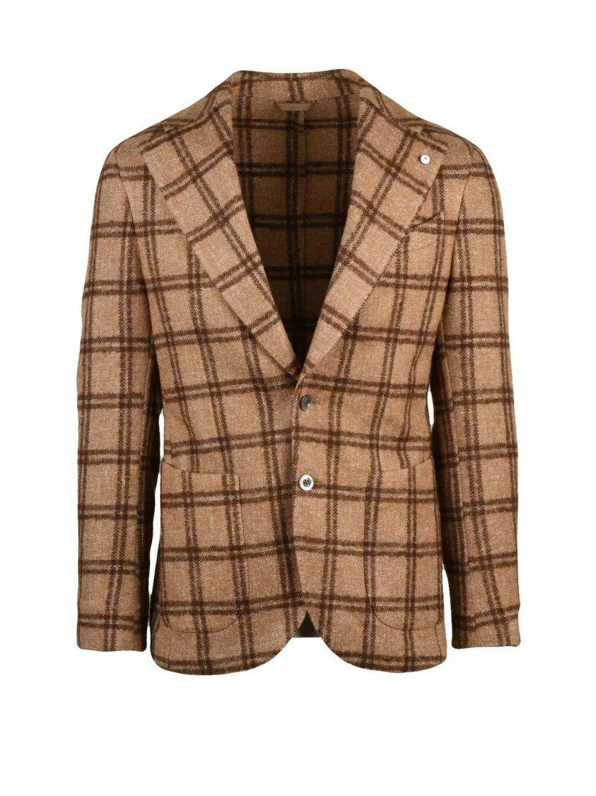 L.B.M. 1911 Tailored Brown Checkered Jacket With Classic Silhouette
