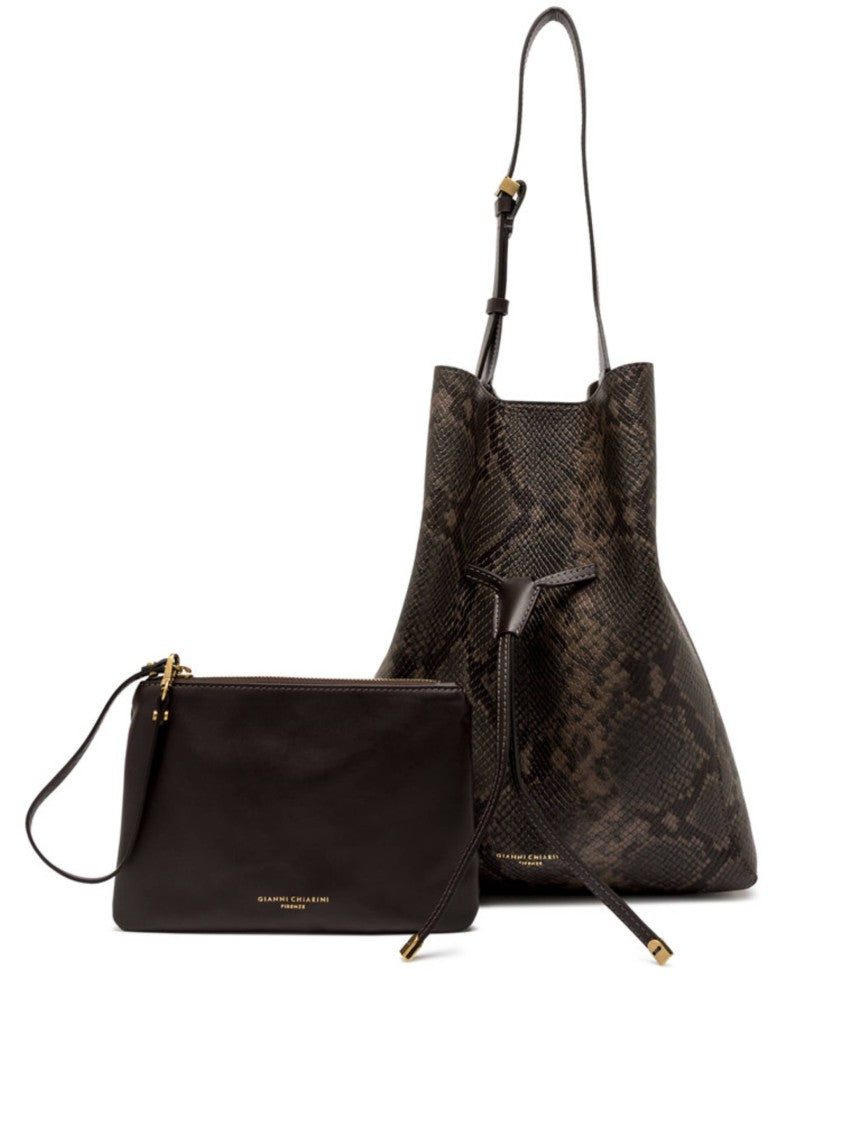 Gianni Chiarini Bucket-Style Handbag With Adjustable Strap And Snakeskin Design