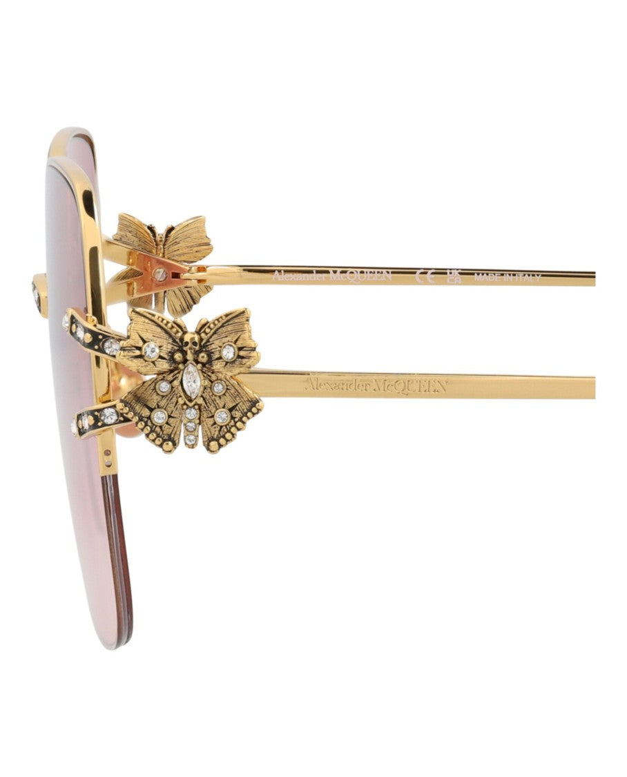 Alexander Mcqueen Square-Frame Metal Sunglasses