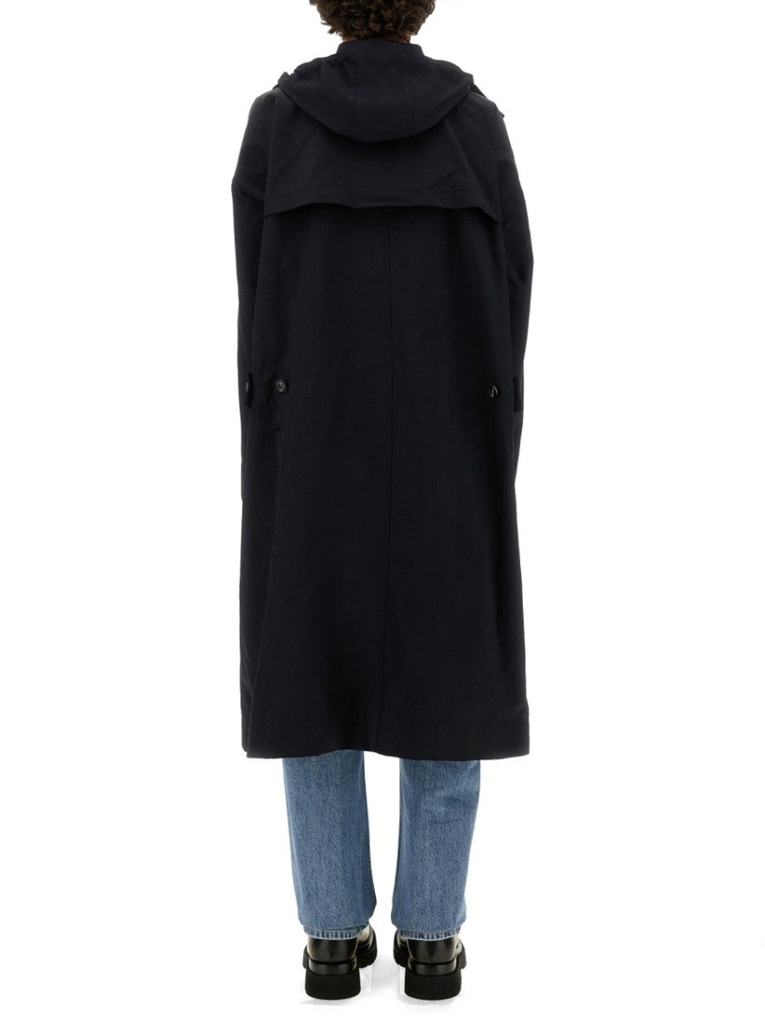 Bottega Veneta Hooded Trench Coat With Streamlined Silhouette