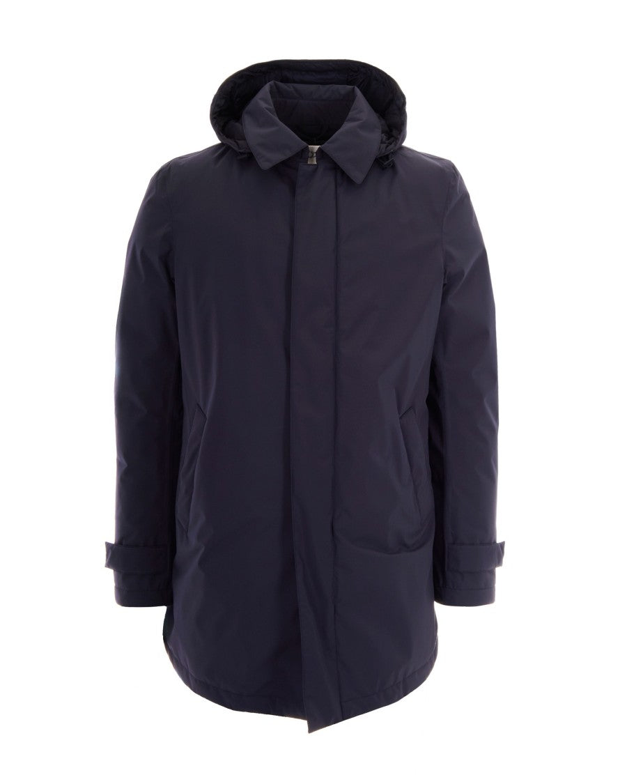 Herno Blue Technical Hooded Down Jacket