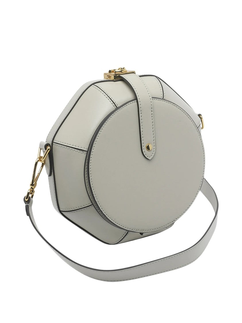 Coccinelle Sewing Box Oval Leather Shoulder Bag