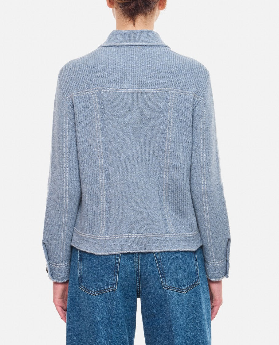 Barrie Fitted Knit Jacket With Classic Collar