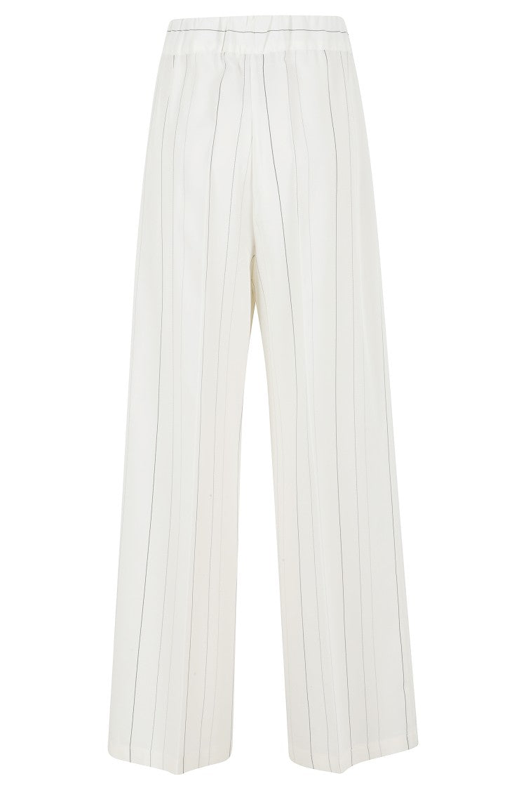Semi Couture White Jhonny Pinstriped Elastic-Waist Wool-Blend Shorts