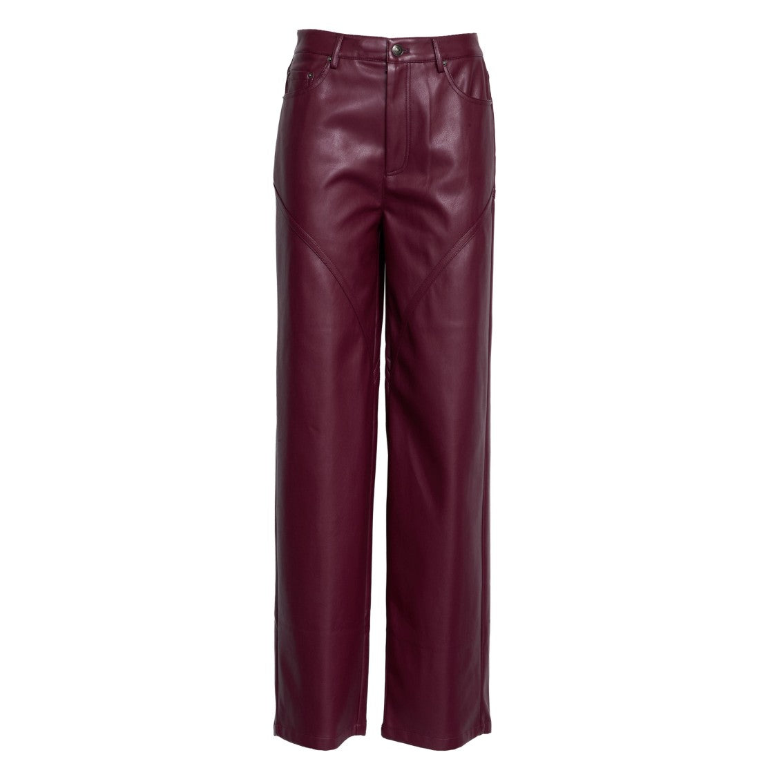 Rotate Dixie Mid-Rise Faux Leather Pants With Trim