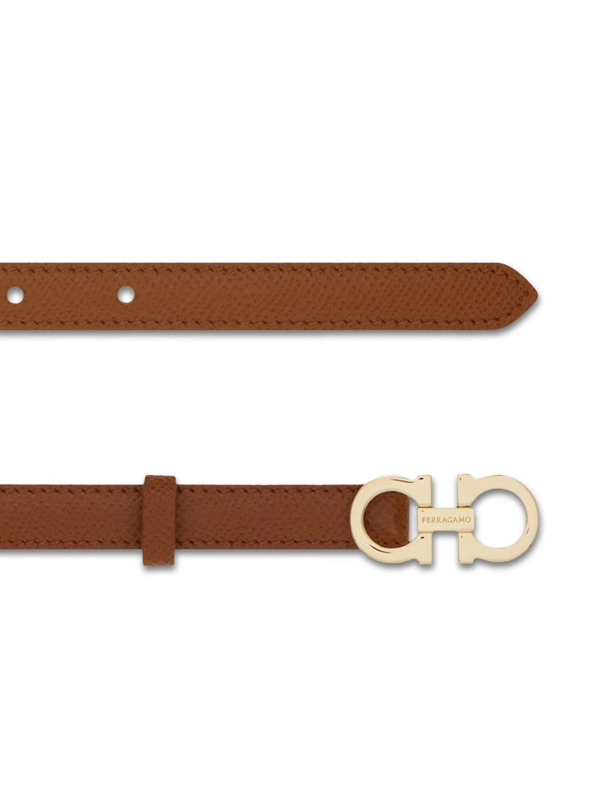 Ferragamo Textured Leather Belt With Gold-Tone Gancini Buckle