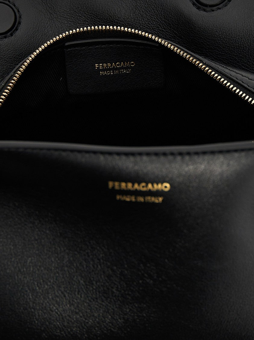 Ferragamo Folded-Corner Leather Clutch With Embossed Logo