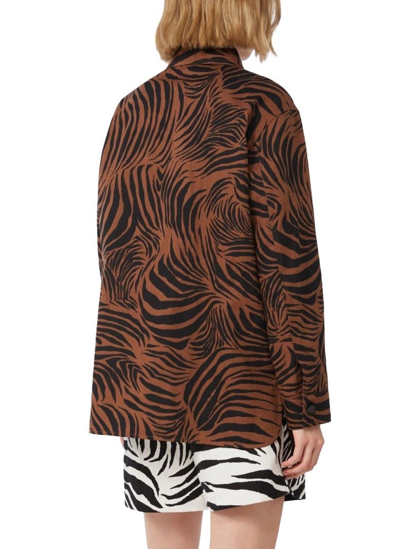 Max Mara Tiger Stripe Print Shirt Jacket With Classic Collar
