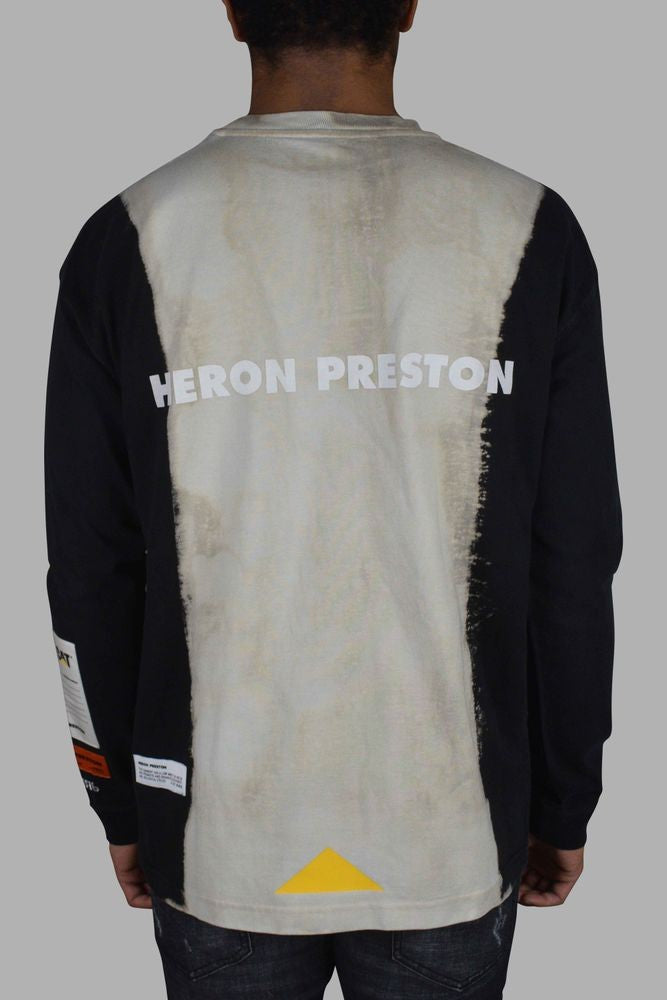 Heron Preston Two-Tone Long Sleeve T-Shirt With Embroidered Logos