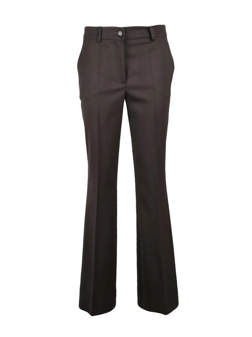 P.A.R.O.S.H. Virgin Wool Stretch Trousers With Tailored Fit And Slight Flare
