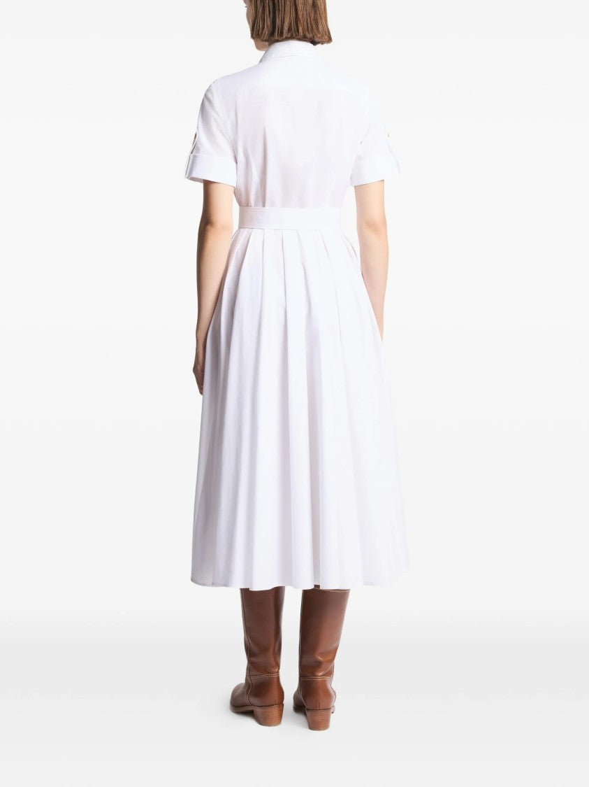 Fay White Midi Structured Collar Belted Dress
