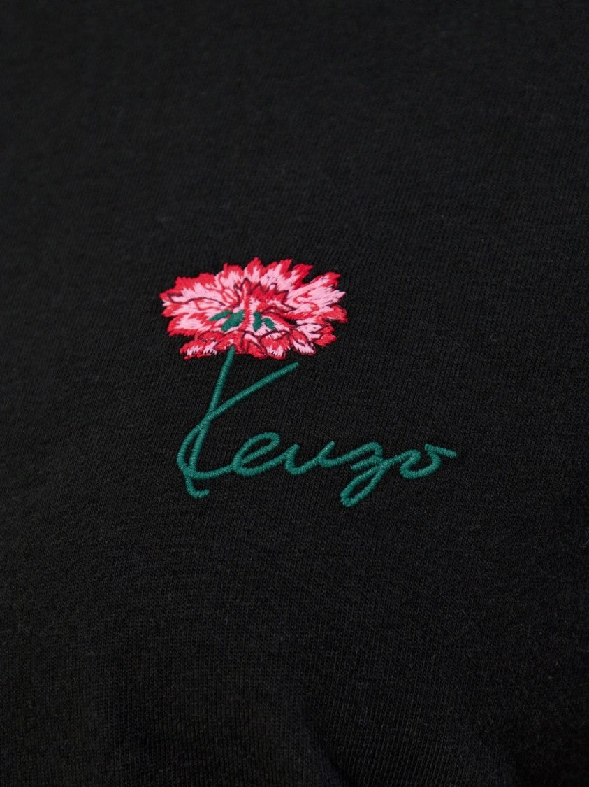 Kenzo Black Minimalist Crew Neck Cotton Top