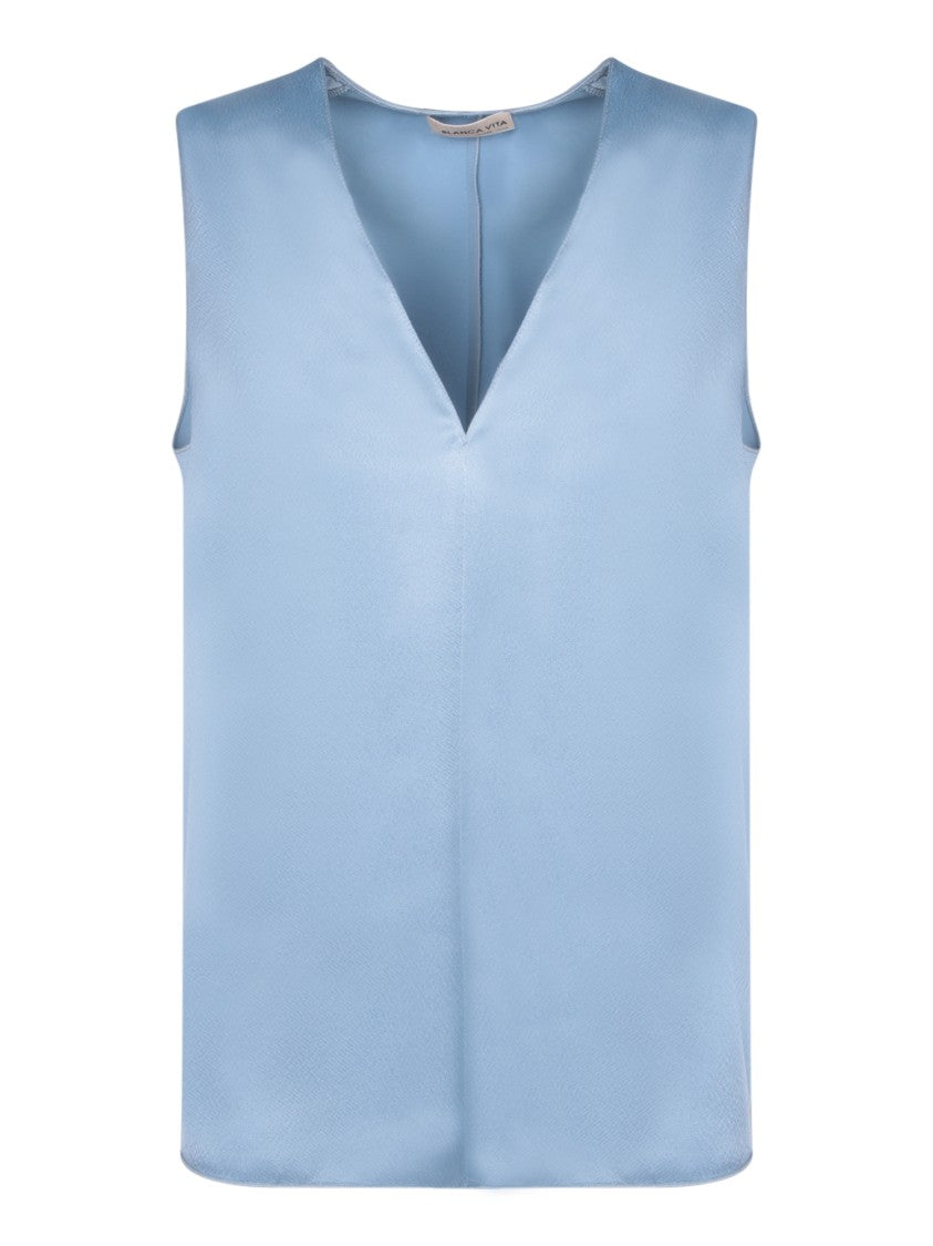 Blanca Vita Blue Sleeveless Top