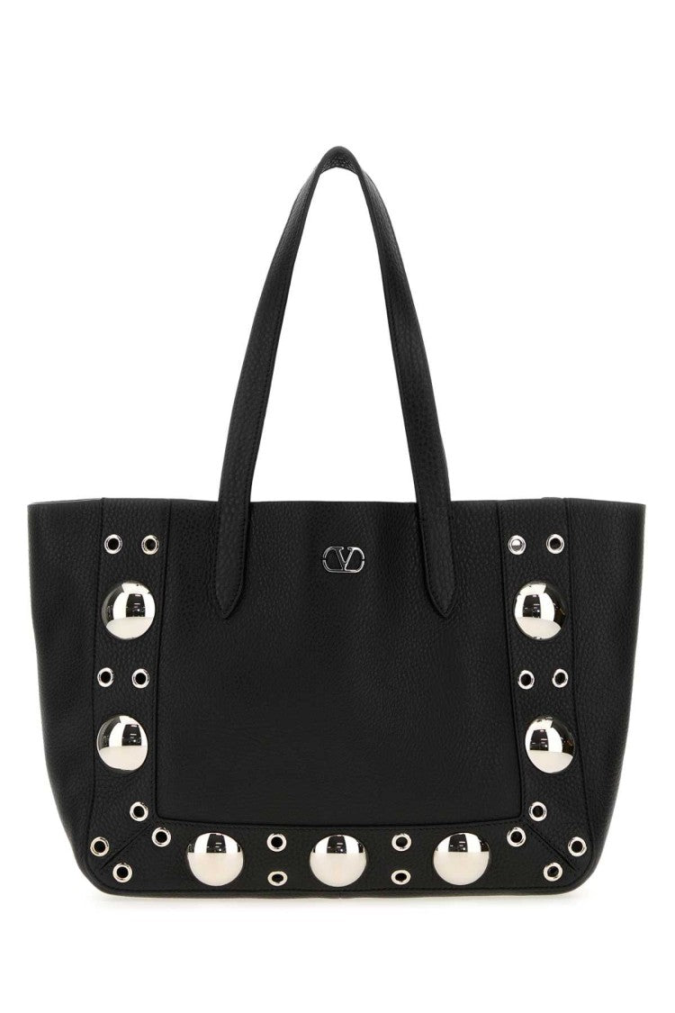 Valentino Garavani Black Leather Small Nellcã´Te Shopping Bag