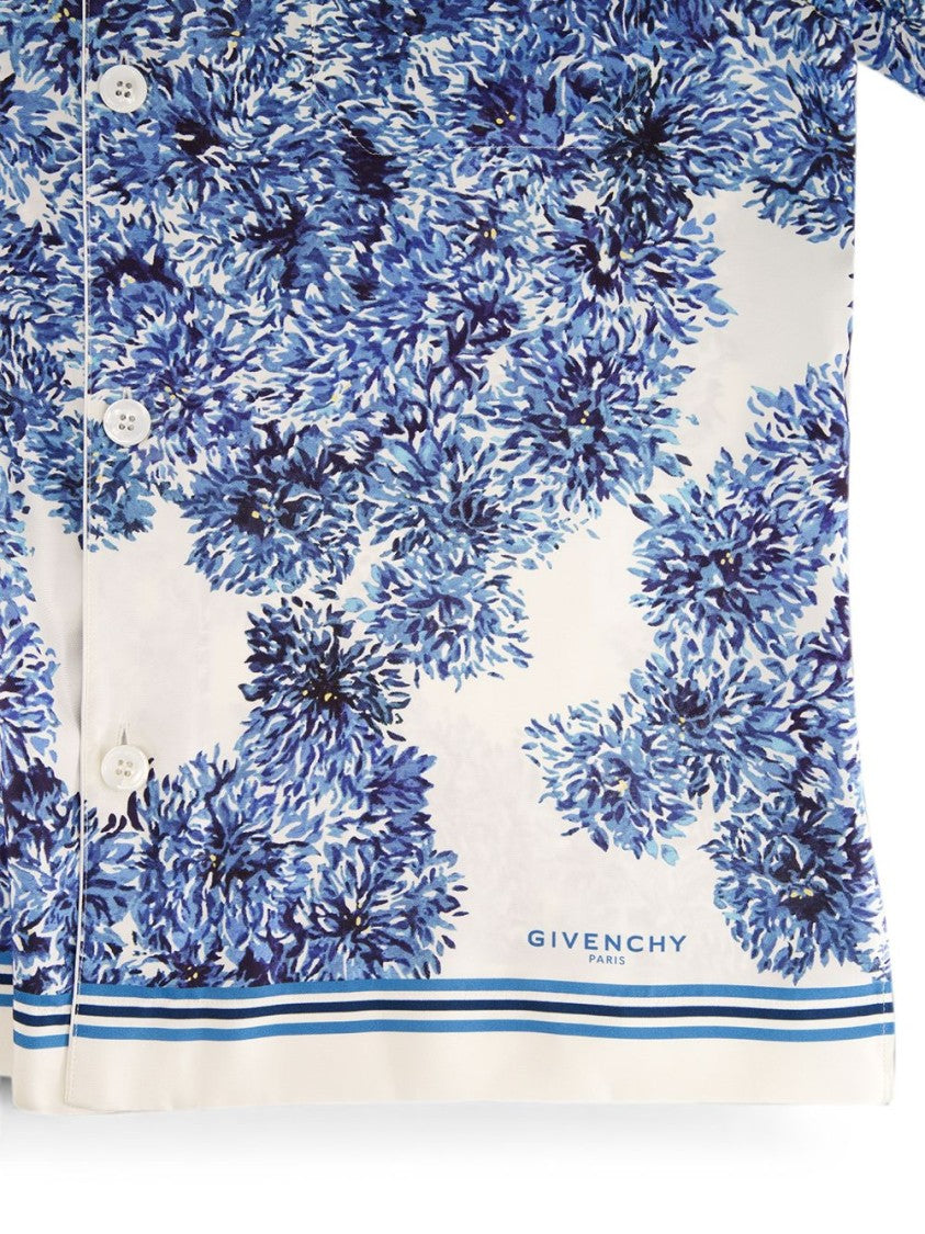 Givenchy Floral Print Short-Sleeve Classic Collar Shirt