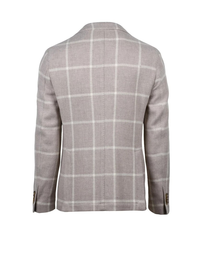 L.B.M. 1911 Unlined Grey Virgin Wool Blazer With Rounded Silhouette
