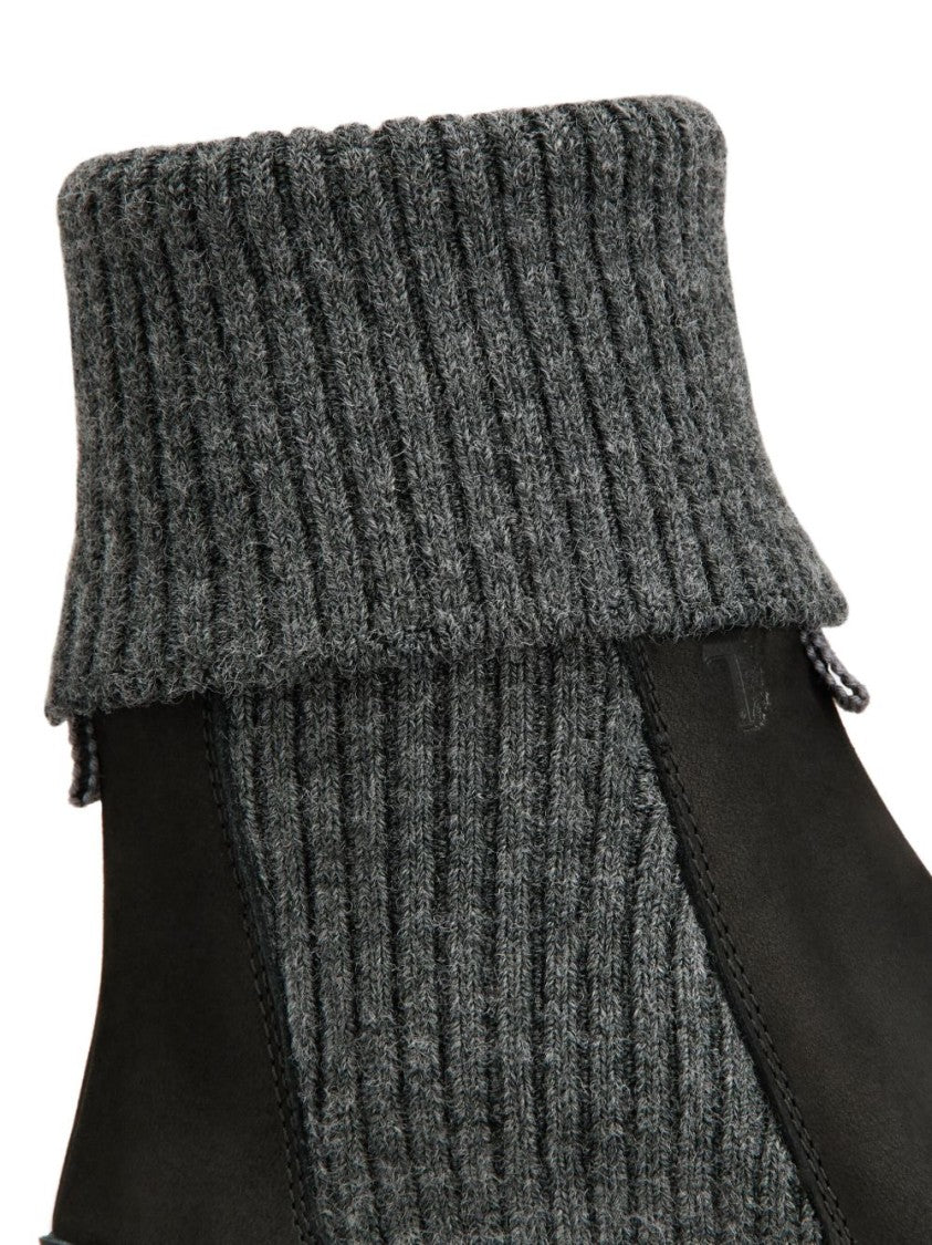 Tod's High Knitted Cuff Sneakers With Textured Upper And Chunky Sole