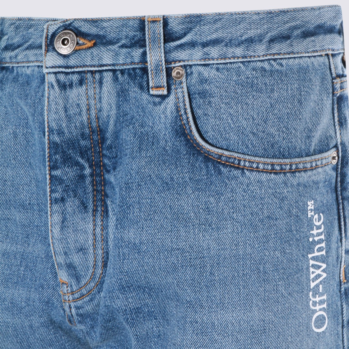 Off-White Medium Blue Cotton Jeans