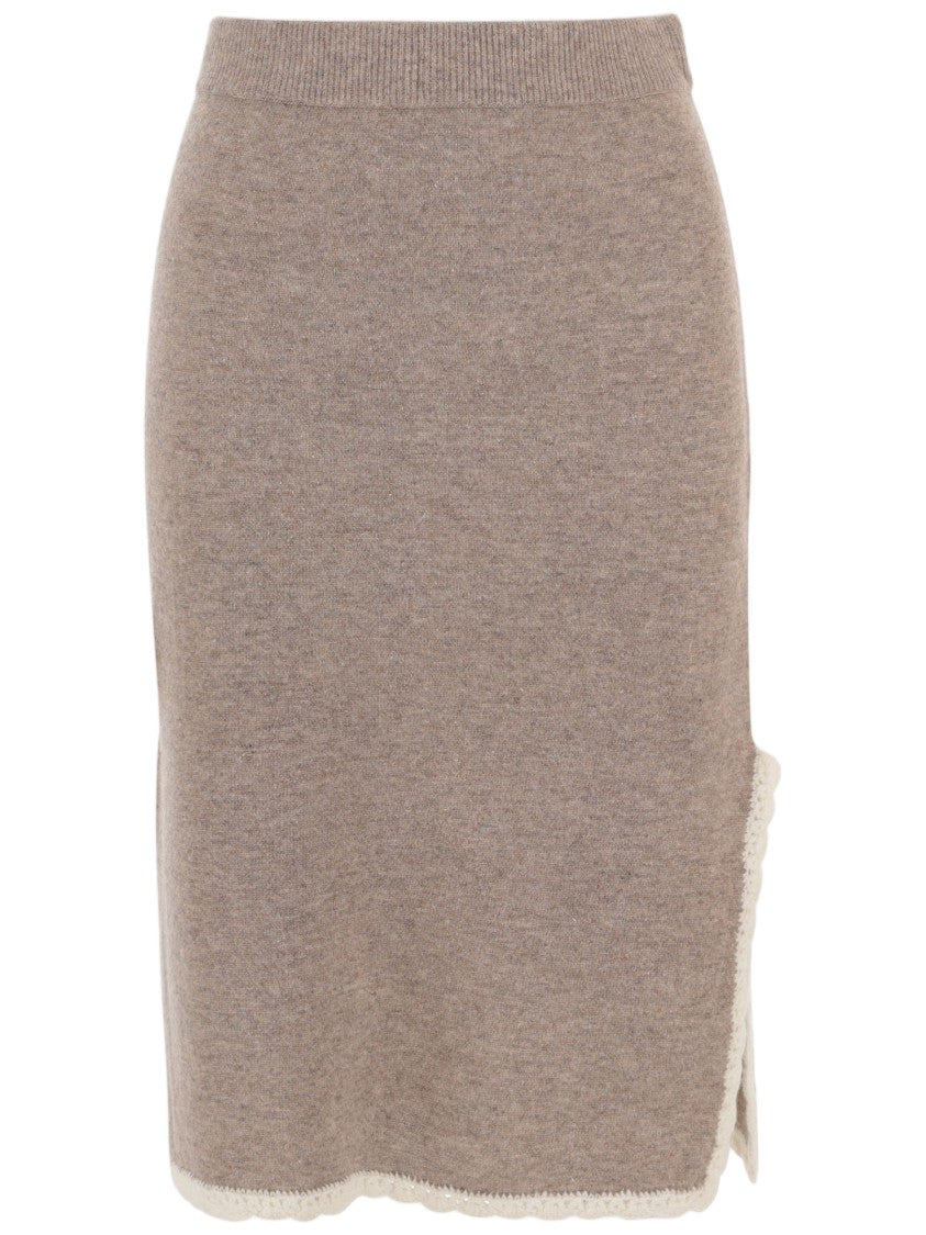 The Garment Beige Como Scalloped-Trim Wool-Cashmere Midi Skirt