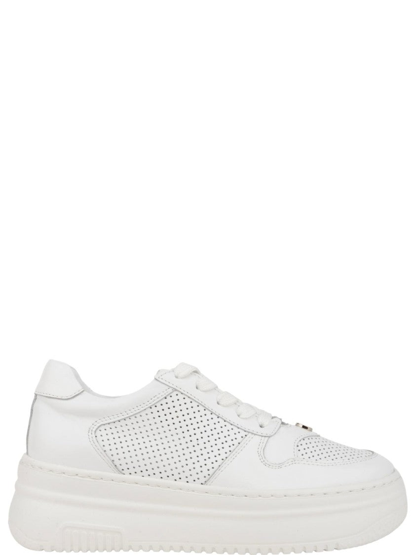 Sergio Moretti Perforated White Cow Leather Trainers