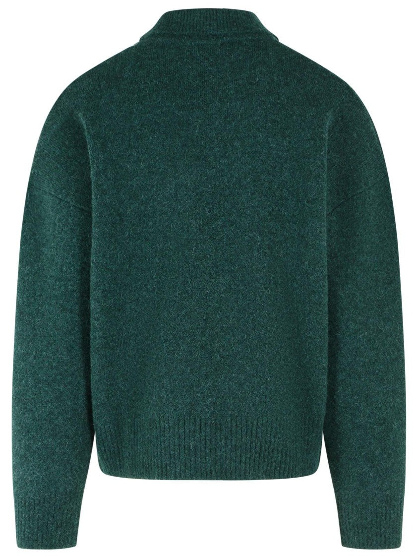 Ami Paris 'Ami De Cœur' Green Alpaca Polo Shirt