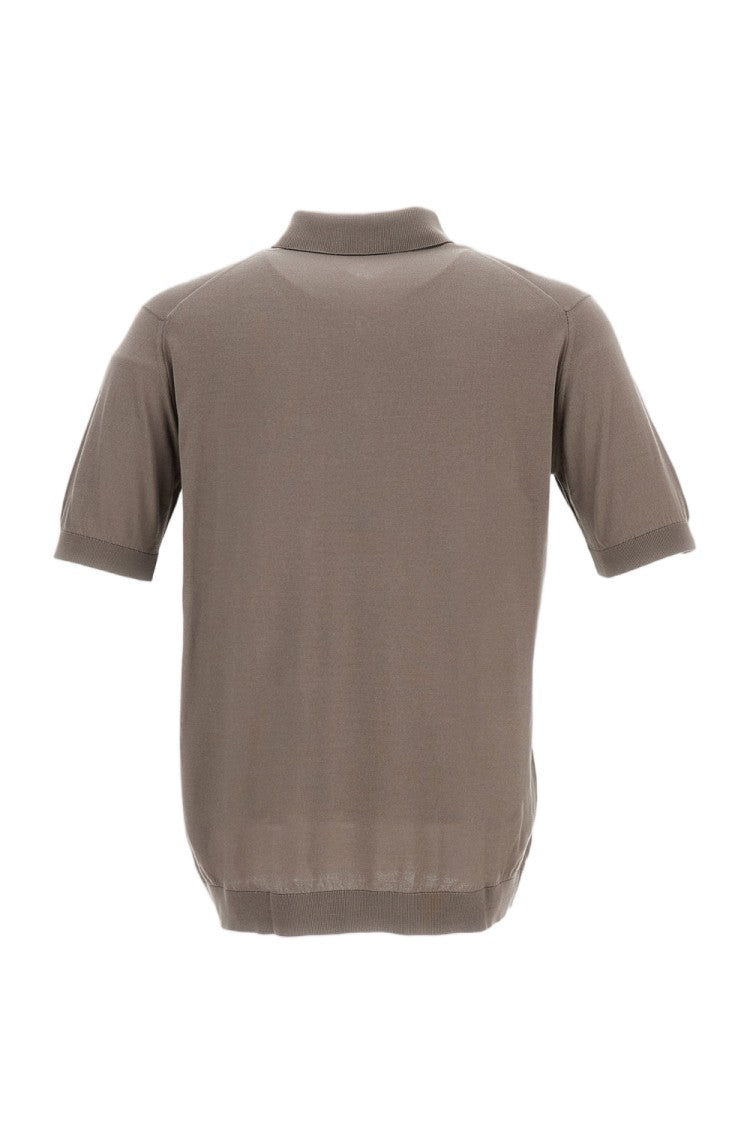 John Smedley Beige Cotton Short-Sleeve Polo Shirt