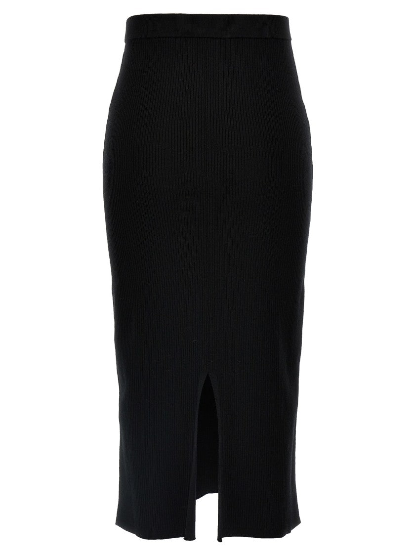 Alessandra Rich Ribbed Stretch Wool And Cashmere Midi Skirt